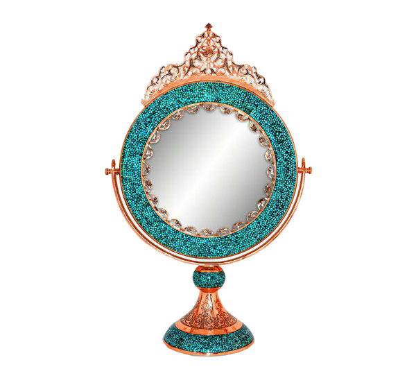 آینه گرد متوسط فیروزه کوبی