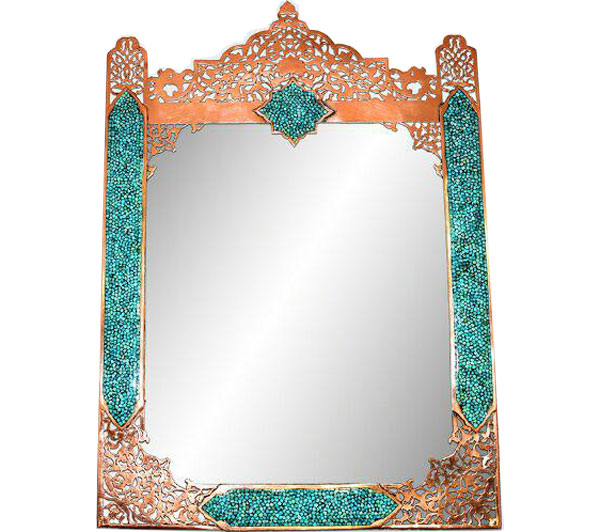 آینه مستطیل شبکه بری متوسط فیروزه کوبی