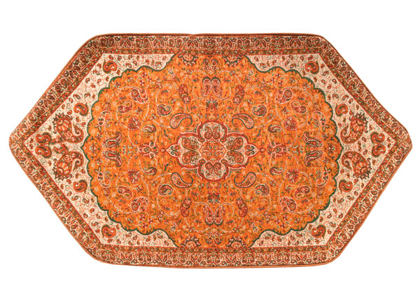 ترمه دوزی زمینه نارنجی - کرم