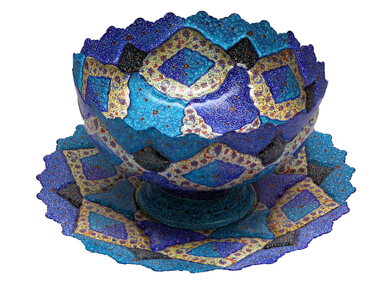 کاسه بشقاب 42 سانتی متری میناکاری